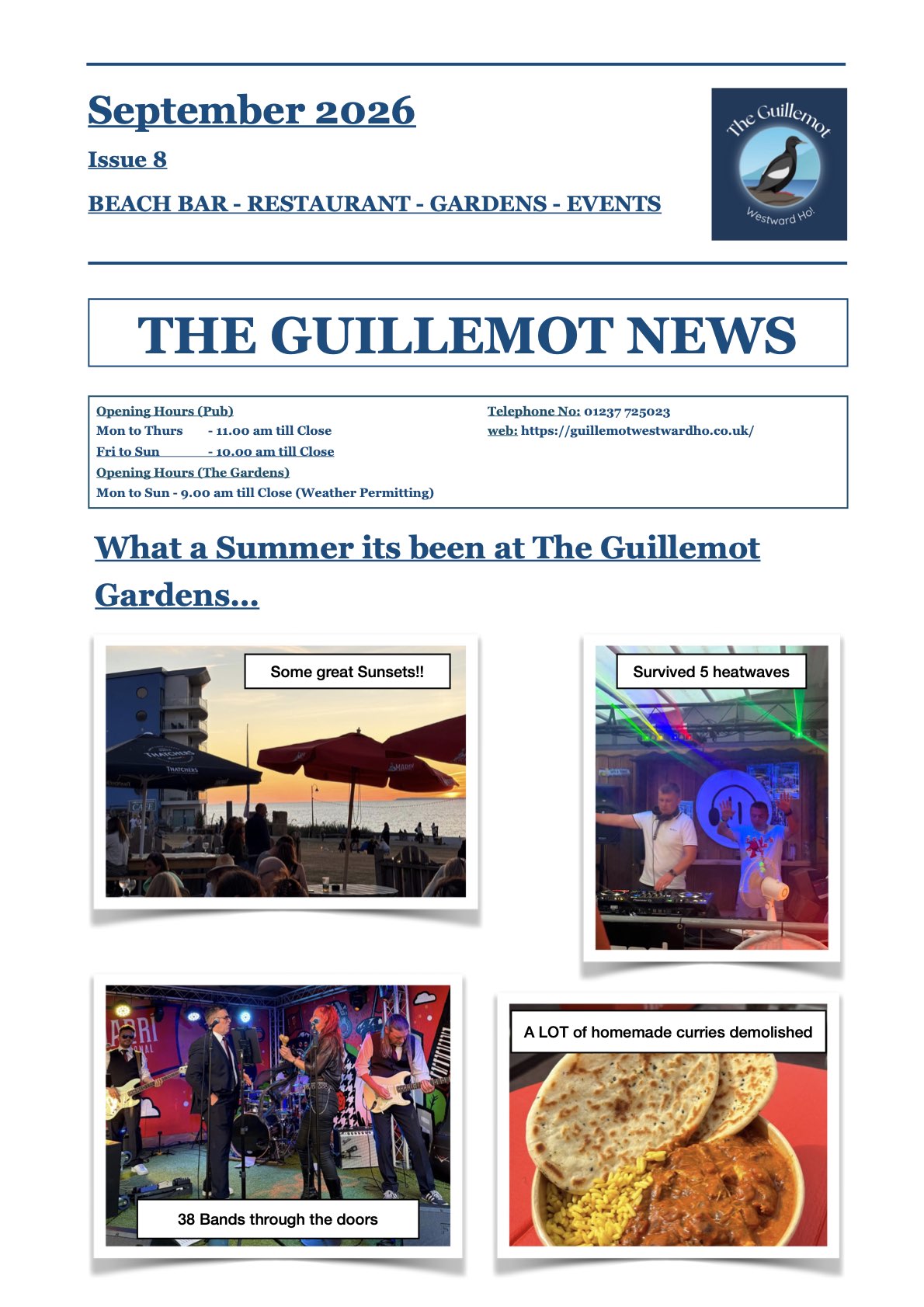 An amazing summer of music at The Guillemot Gardens... And there's plenty more to come...